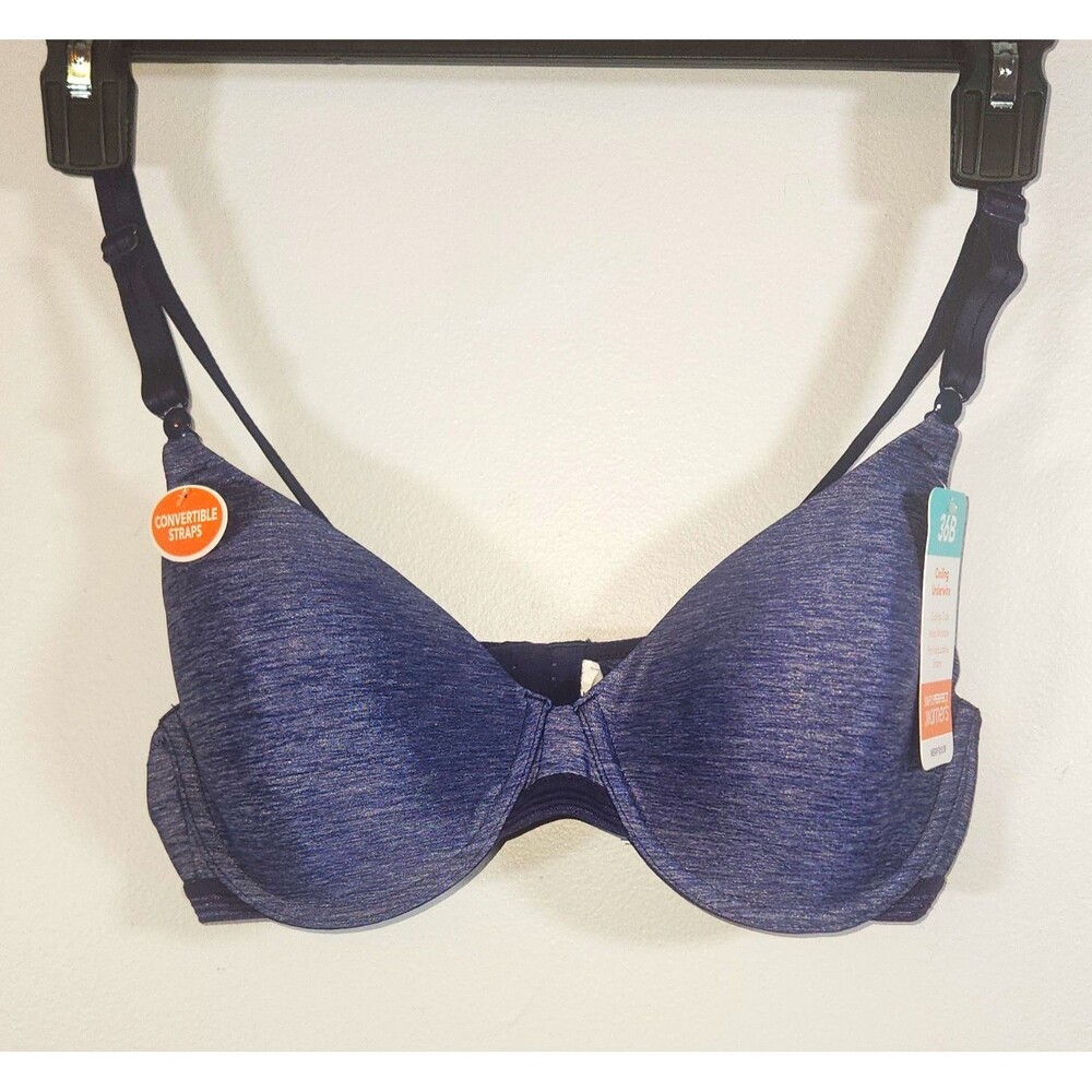 Warner's SimplyPerfect Cooling Underwire T-Shirt Bra 36B Blue Convertible
